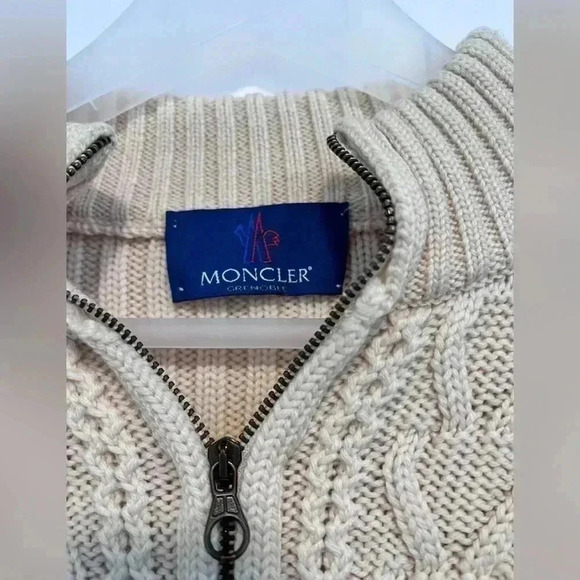 Moncler Pure New Wool Cable Knit Zip Up Sweater LIKE NEW - Picture 3 of 4